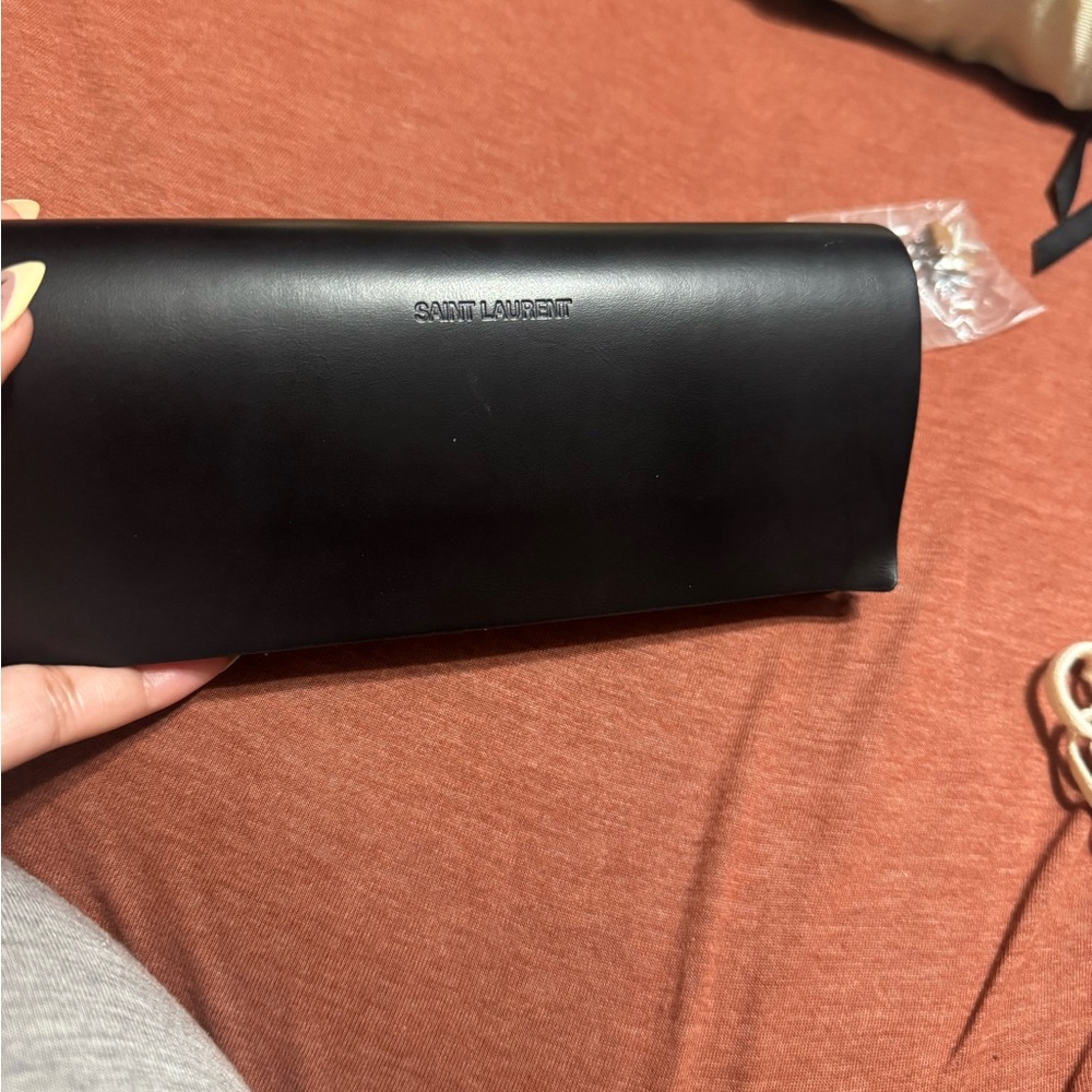 Saint Laurent Black Leather Sunglasses Case